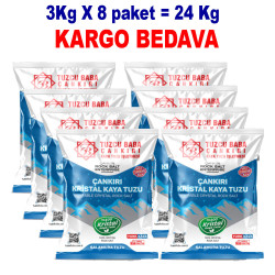 24kg SOFRALIK İNCE Çankırı Kristal Kaya Tuzu 84 mineralli 8X3KG