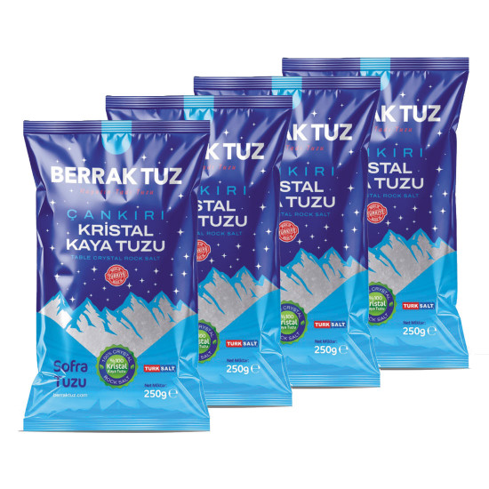 1Kg Sofralık Çankırı Kristal Kaya Tuzu 84 Mineralli 250g X 4 paket 1Kg Sofralık Çankırı Kristal Kaya Tuzu 84 Mineralli 250g X 4 paket
