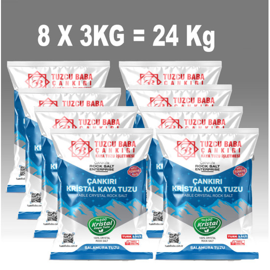 24kg SOFRALIK İNCE Çankırı Kristal Kaya Tuzu 84 mineralli