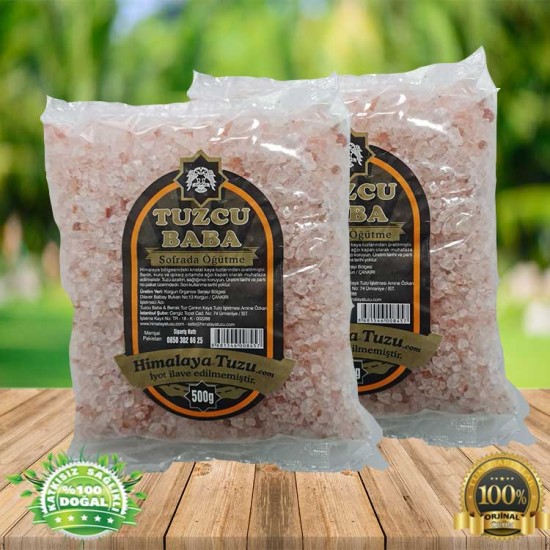 1Kg Pembe Granül Himalaya Tuzu 84 mineralli 500g x2 paket sole