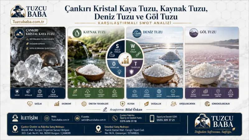 Çankırı Kristal Kaya Tuzu, Kaynak Tuzu, Deniz Tuzu ve Göl Tuzu: Karşılaştırmalı SWOT Analizi