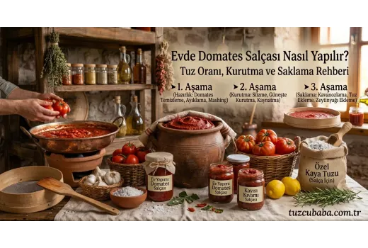 Evde Domates Salçası Nasıl Yapılır? Tuz Oranı, Kurutma ve Saklama Rehberi