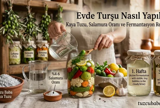 Evde Turşu Nasıl Yapılır? Kaya Tuzu, Salamura Oranı ve Fermantasyon Rehberi