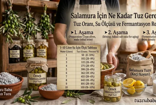 Salamura İçin Ne Kadar Tuz Gerekir? 1–10 Litre Su İçin Ölçü Tablosu