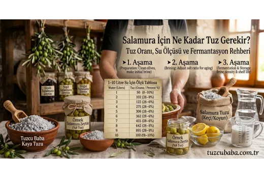 Salamura İçin Ne Kadar Tuz Gerekir? 1–10 Litre Su İçin Ölçü Tablosu