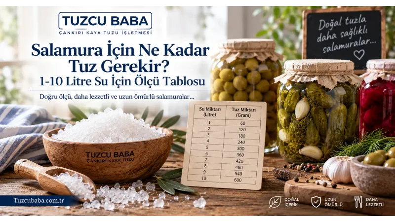 Salamura İçin Ne Kadar Tuz Gerekir? 1–10 Litre Su İçin Ölçü Tablosu