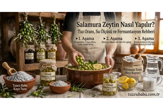 Salamura Zeytin Nasıl Yapılır? Tuz Oranı, Su Ölçüsü ve Fermantasyon Rehberi