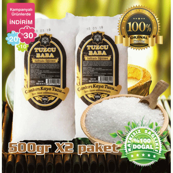 1kg Granül Çankırı Kristal Kaya Tuzu 84 Mineralli 500gr X2 paket 1kg Granül Çankırı Kristal Kaya Tuzu 84 Mineralli 500gr X2 paket