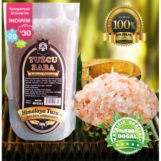 Pembe Granül Himalaya Tuzu 84 mineralli 1kg (500gr X 2 paket) Pembe Granül Himalaya Tuzu 84 mineralli 1kg (500gr X 2 paket)