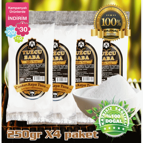 1kg Sofralık Çankırı Kristal Kaya Tuzu 84 Mineralli 250gr X4 paket 1kg Sofralık Çankırı Kristal Kaya Tuzu 84 Mineralli 250gr X4 paket