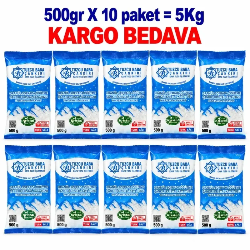 5 kg Granül İri Çankırı Kaya Tuzu | 10 × 500 g ürün görseli 5 kg Granül İri Çankırı Kaya Tuzu | 10 × 500 g