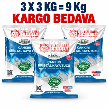 9 kg Granül İri Çankırı Kaya Tuzu | 3 × 3 kg 9 kg Granül İri Çankırı Kaya Tuzu | 3 × 3 kg