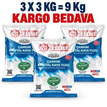 9 kg Sofralık İnce Çankırı Kaya Tuzu | 3 × 3 kg 9 kg Sofralık İnce Çankırı Kaya Tuzu | 3 × 3 kg